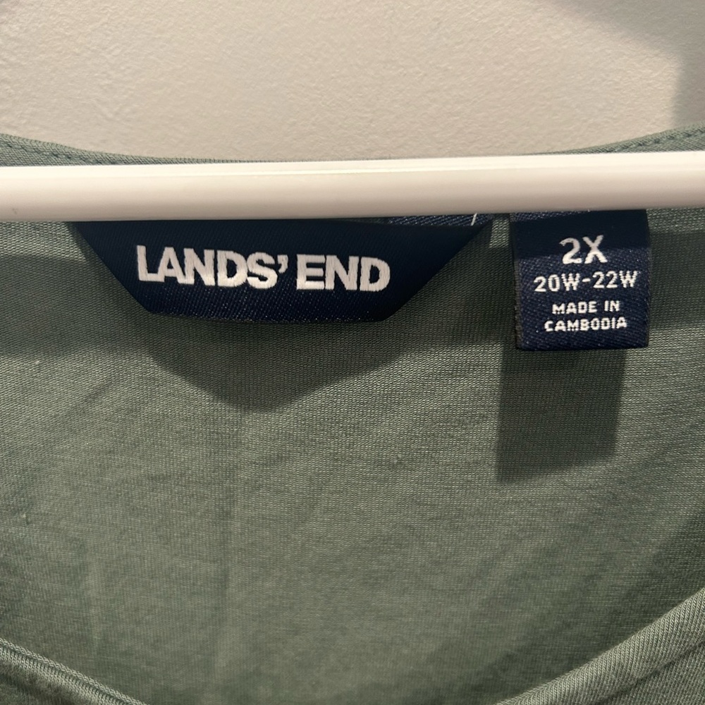 Lands’ End Cap Sleeve Twist Front Fit Flare Dress Washed Olive Green Size 2X - Picture 4 of 6